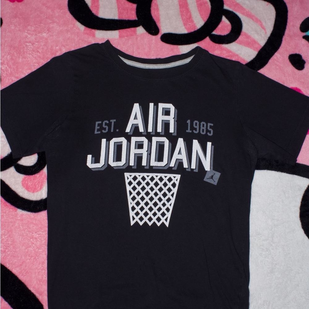 Jordan Black Short Sleeve Tee with Basketball Graphics